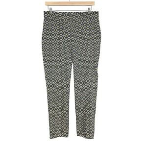 J McLaughlin Nautical Chainlink Masie Slim Pants Size 12 Stretch Pull On Preppy